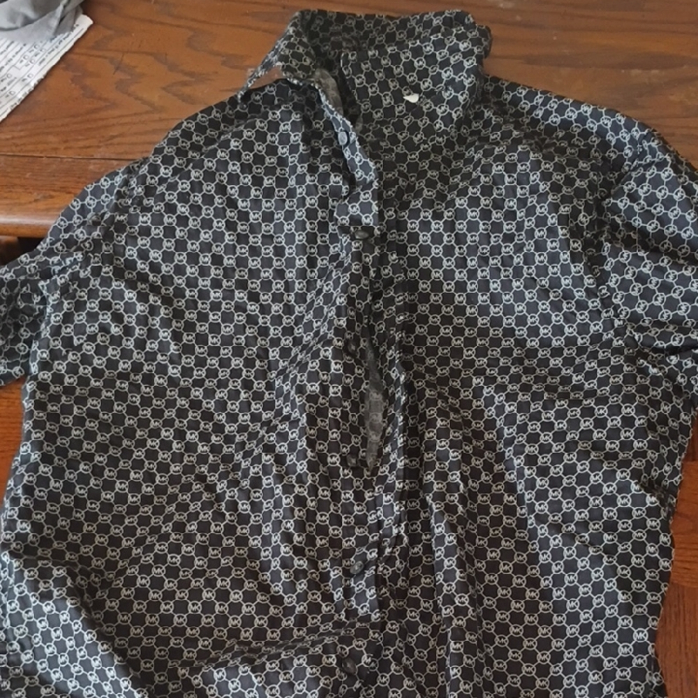 Michael Kors Black and Gray Geometric Shirt